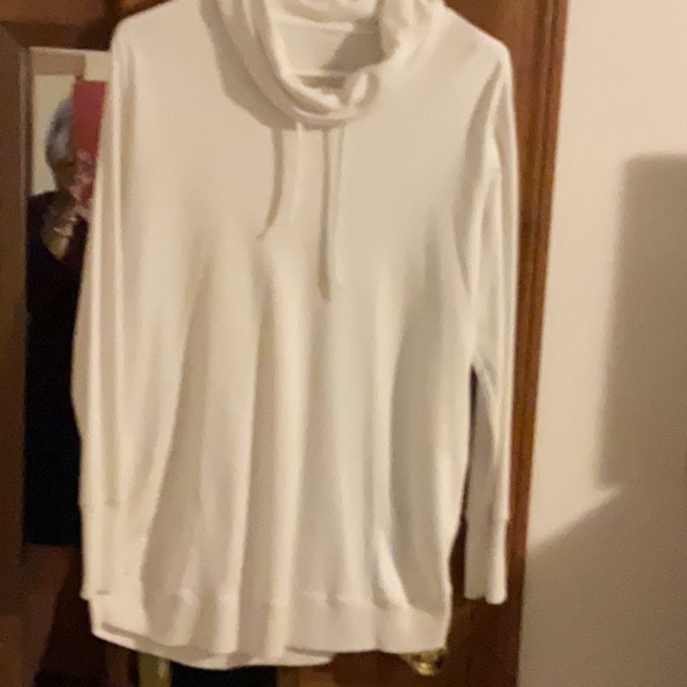 LLBean White Cowl Neck tunic top size M